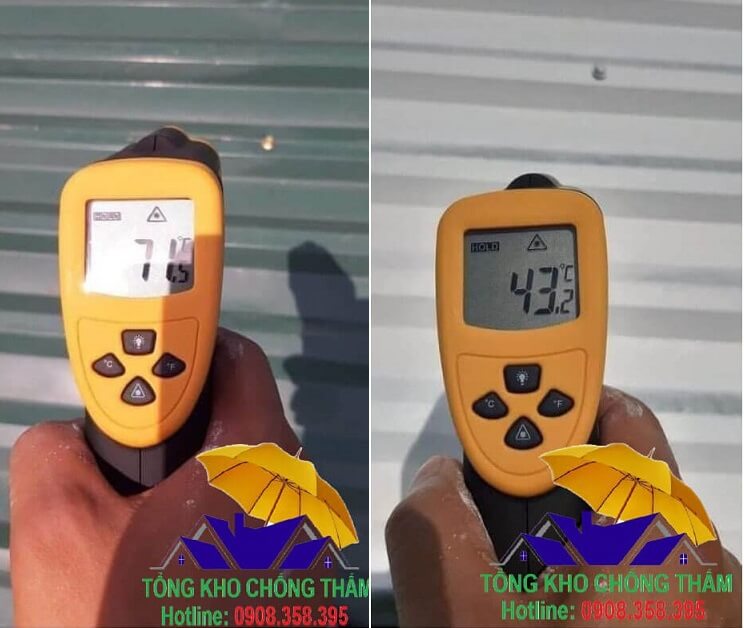 Kiểm tra nhiệt độ trước và sau khi dùng sơn chống nóng