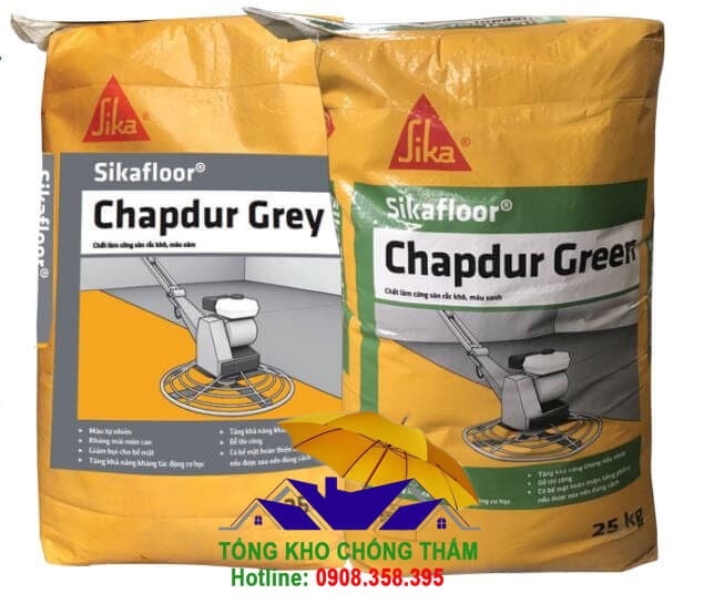 Sikafloor Chapdur Grey và Sikafloor Chapdur Green - Bột tăng cứng bề mặt sàn bê tông màu xám và xanh