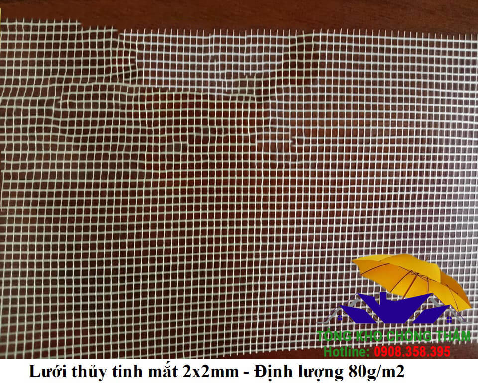 Lưới thủy tinh mắt 2x2mm định lượng 80g/m2