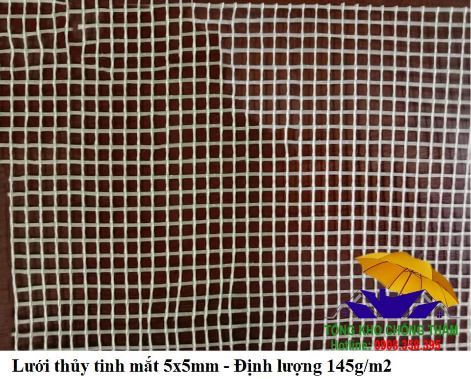 Lưới thủy tinh mắt 5x5mm định lượng 145g/m2