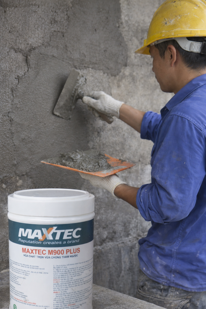 Hướng dẫn chống thấm ngược tường trong nhà hiệu quả bằng Maxtec M900 Plus