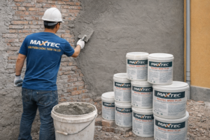 CHỐNG THẤM TƯỜNG GIÁP RANH 2 NHÀ TRIỆT ĐỂ VỚI MAXTEC M900 PLUS