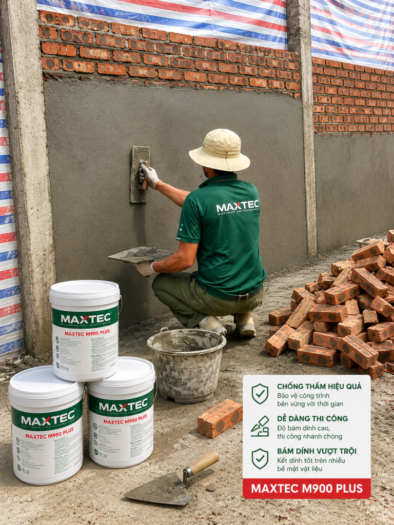 Chống Thấm Giáp Ranh 2 Nhà Hiệu Quả Bằng MAXTEC M900 PLUS