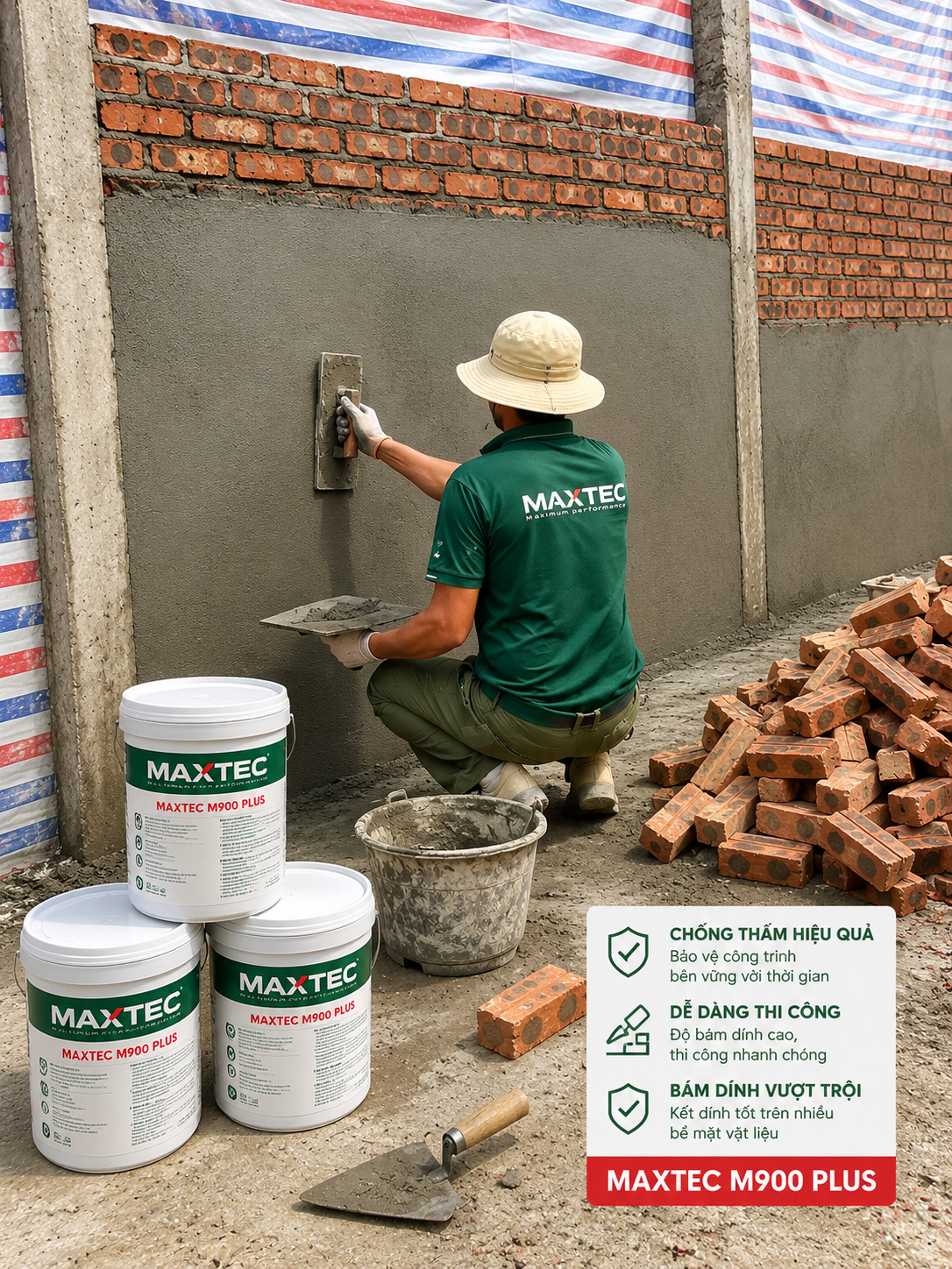 Chống Thấm Giáp Ranh 2 Nhà Hiệu Quả Bằng MAXTEC M900 PLUS