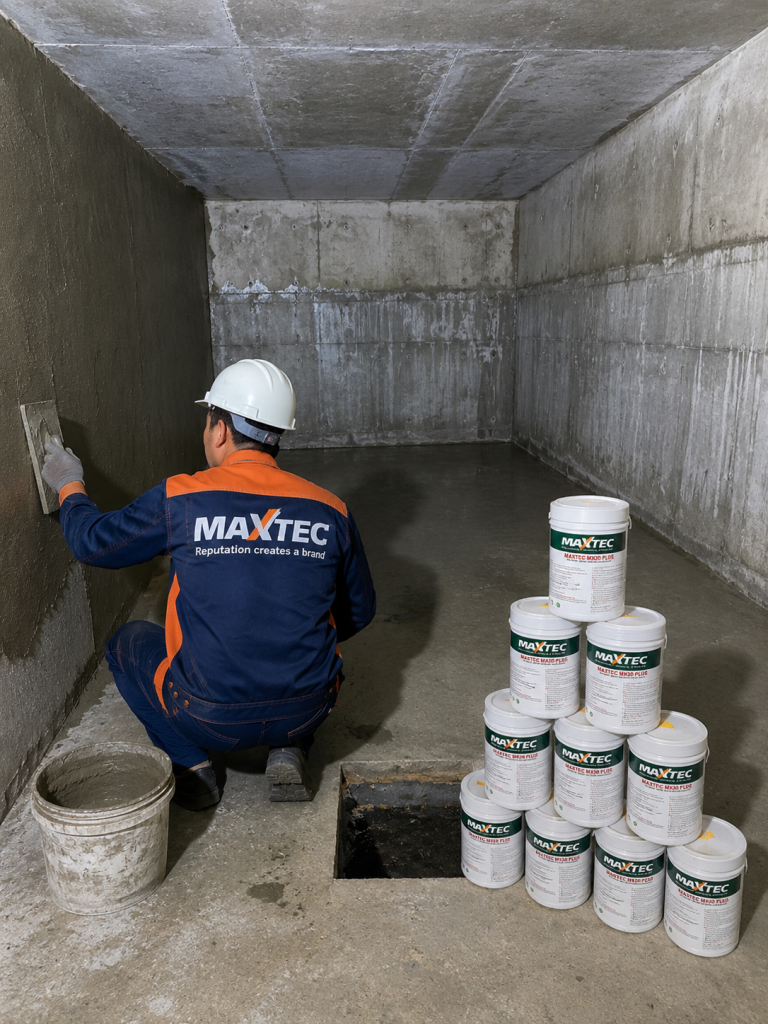 Chống Thấm Ngược Tầng Hầm Hiệu Quả Với MAXTEC M900 PLUS