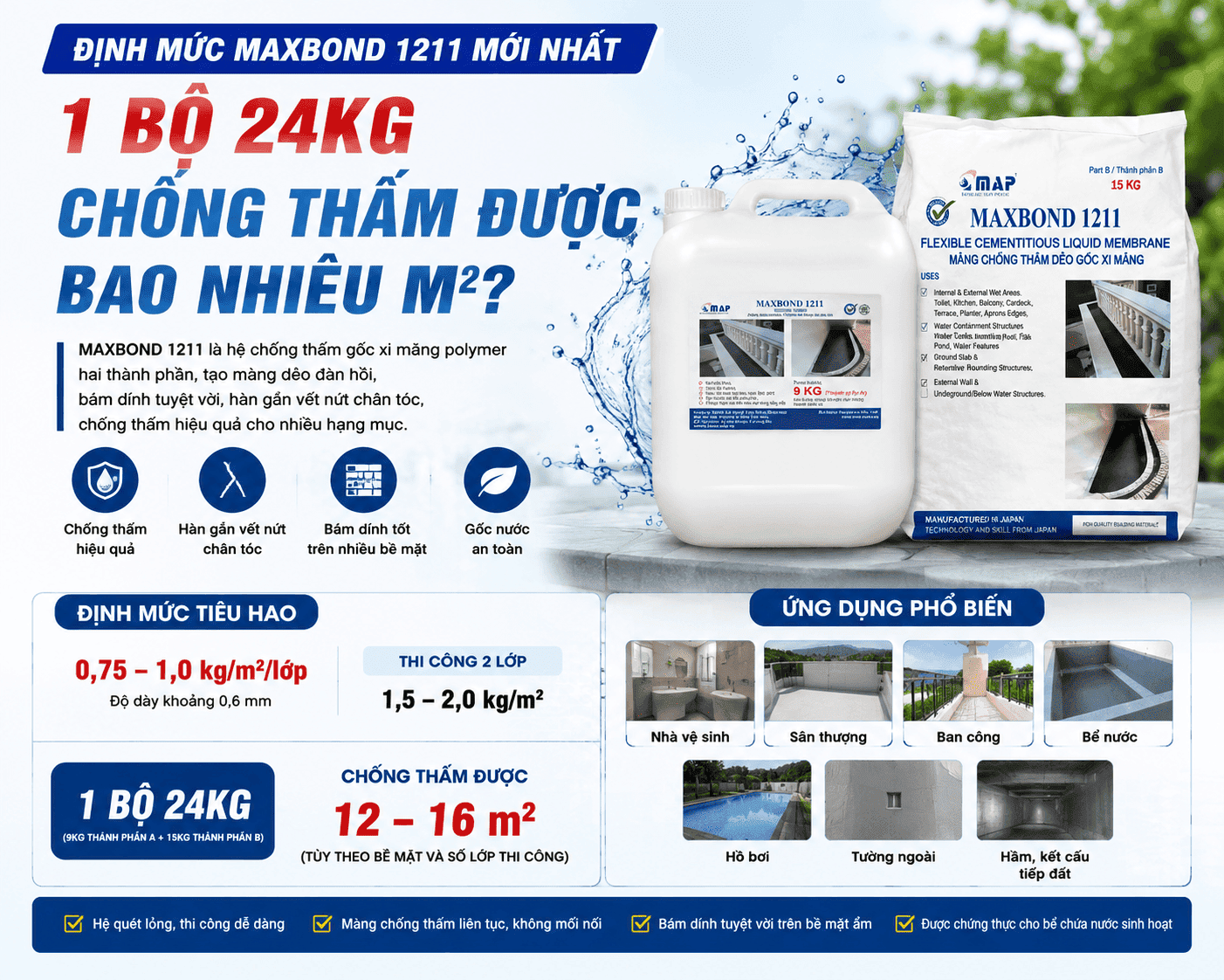 Định mức Maxbond 1211 mới nhất
