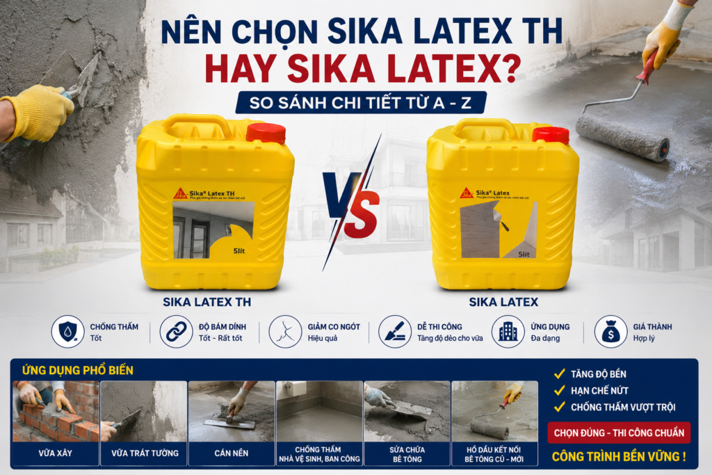 Nên chọn Sika Latex TH hay Sika Latex? So sánh chi tiết từ A-Z