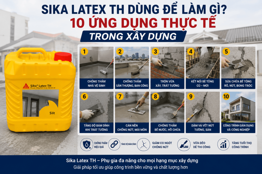 Sika Latex TH dùng để làm gì? 10 ứng dụng thực tế trong xây dựng